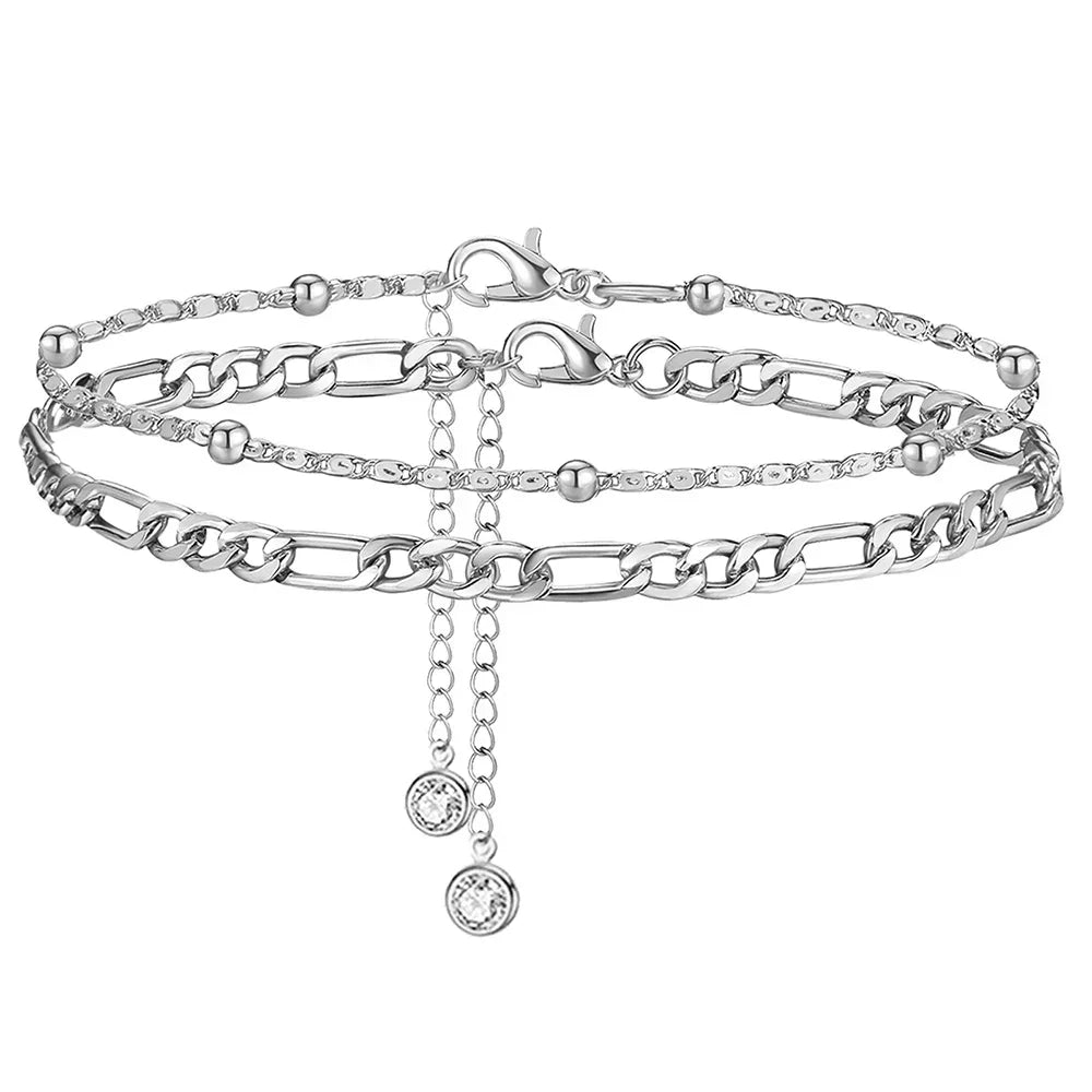Women’s 2-Piece Anklet Bracelet Set